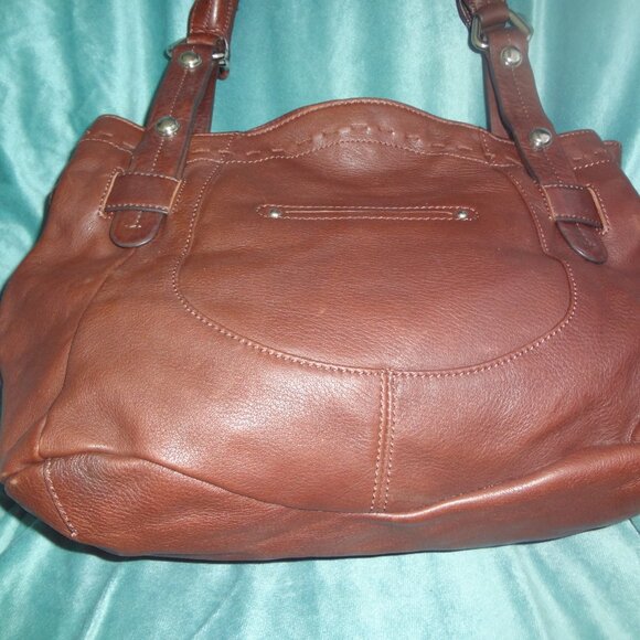 Brown Leather B. Makowsky Shoulder Bag - Picture 4 of 6